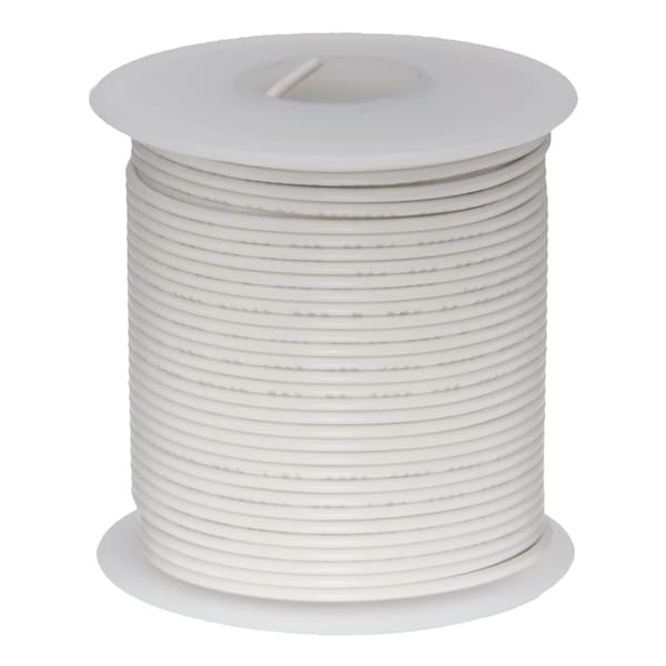 Primary Wire, Hook Up; GPT, 12 AWG, 1C C, White, PVC, Stranded, 60V, 25 ft.